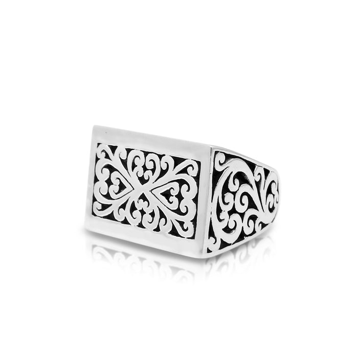 Rectangular LH Geometric Scroll Pattern Ring (23 * 16mm)