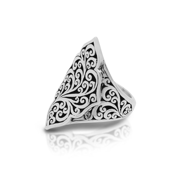 LH Scroll Alhambra Saddle Ring