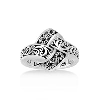 LH Classic Signature Scroll & Granulated Accents Ring