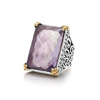 "Rose de France" Gemstone (20*28mm) Ring with 18K Vermeil Gold Plated Prongs ; Only 1pcs left!