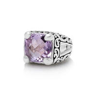 Square "Rose de France" Gemstone (19*16mm) with Signature Scroll Ring  Only 1pc left!