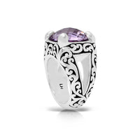 Square "Rose de France" Gemstone (19*16mm) with Signature Scroll Ring  Only 1pc left!