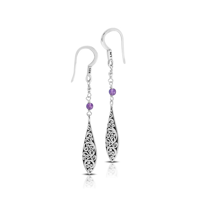 Amethyst Bead with Marquise Dangle Earring