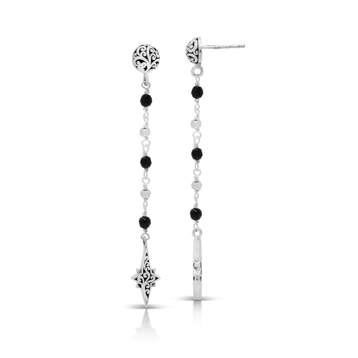 Black Onyx Bead with Signature Scroll Bead and Star-Bright Dangle Earrings