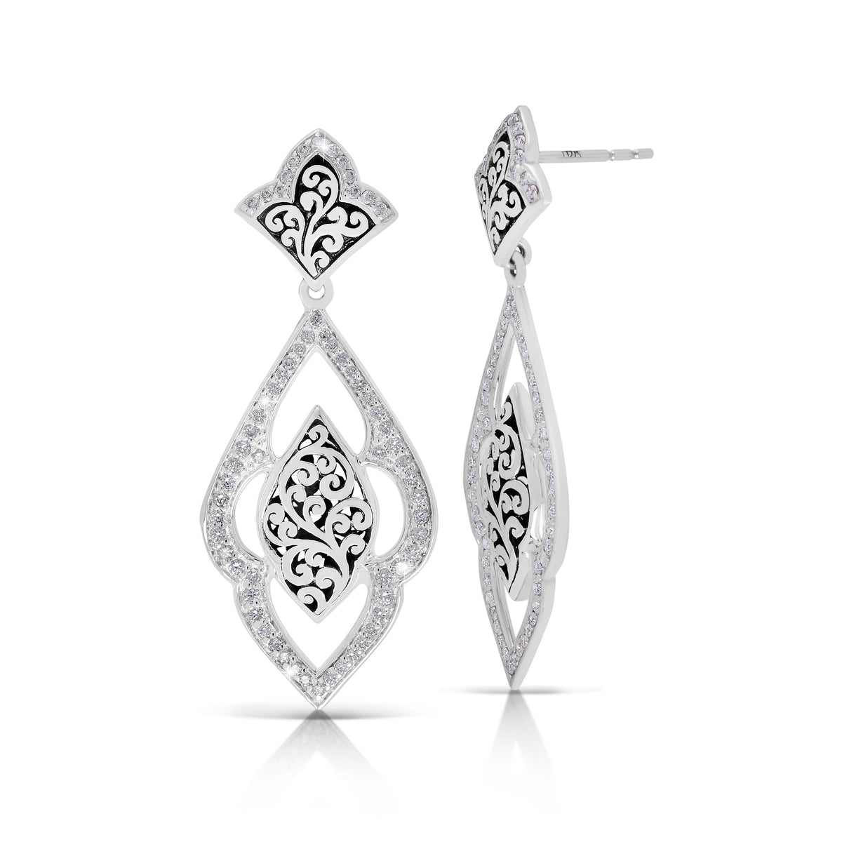 Stylized Diamond Loop with LH Marquise Scroll Center Earring