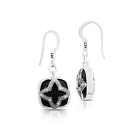 Brown Diamond & Matte Black Onyx Star Earrings