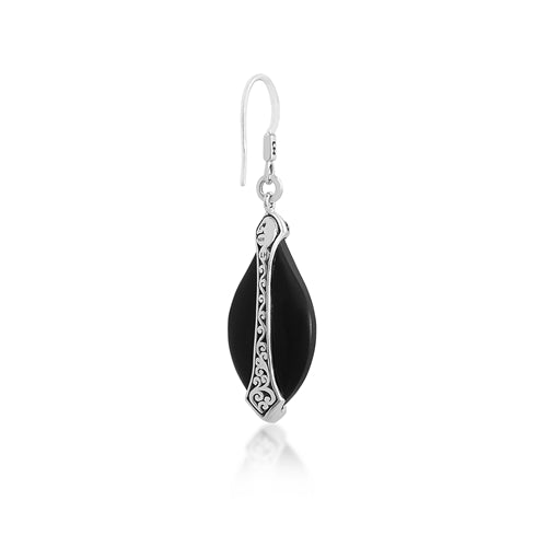 Brown Diamond & Matte Black Onyx Cross Earrings - Lois Hill Jewelry