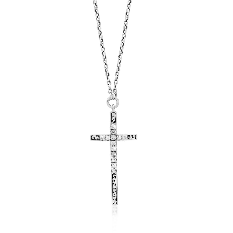 Diamond and Cutout Scroll Necklace