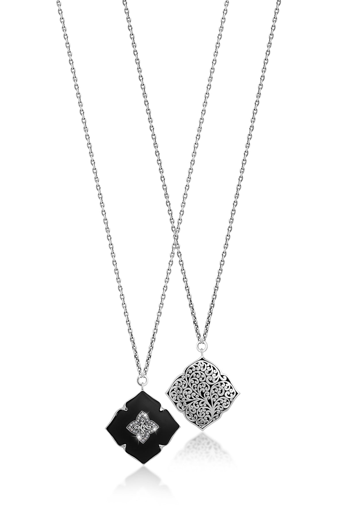 Brown Diamond & Matte Black Onyx Maltese Cross Necklace