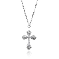 Cutout Scroll and Diamond Cross Necklace - Lois Hill Jewelry