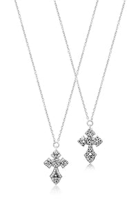 Classic Carved Signature Scroll, Diamond Cross Pendant - Lois Hill Jewelry