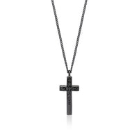 Brown Diamond Cross Pendant Necklace in Black Rhodium Plated Sterling Silver - Lois Hill Jewelry